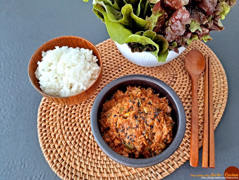 백종원 참치쌈장 만들기 유기농쌈채소에 쌈장 올려~