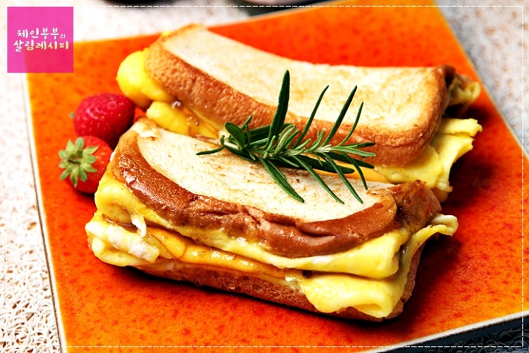 백파더의 원팬토스트 간단하게 만드는 법 with 알로에 잼