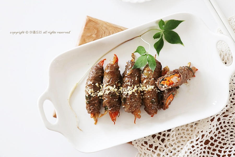 소고기야채말이!  손님초대요리로도 너무 좋은 새싹인삼 요리~