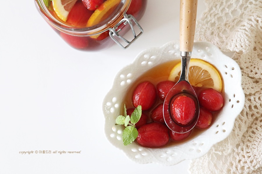 방울토마토 절임! 새콤달콤 맛있는 요리, 매실청으로 손쉽게~