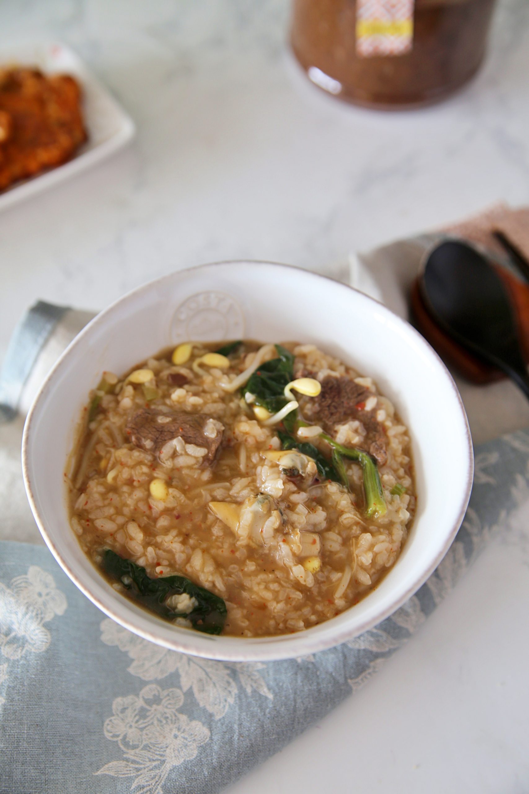 시금치 된장죽 구수한 바지락죽 우리집 보양식 만드는법 된장요리