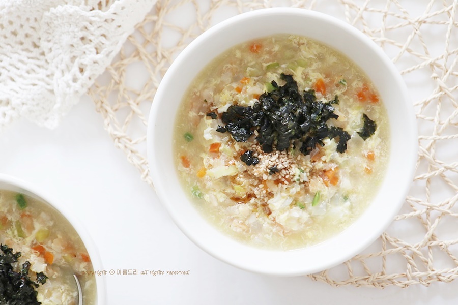누룽지 계란죽 끓이는법~ 구수한 누룽지 요리