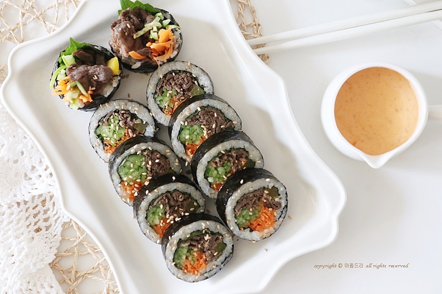 서진이네 김밥 불고기양념 레시피 쌈장마요소스 만들기 불고기김밥 만드는법