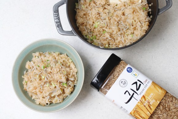 잔멸치솥밥 만드는 법, 귀리쌀로 고소하고 맛있게.