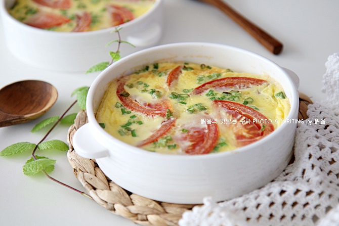 산뜻하게 부드러운 에어프라이어 토마토 계란찜 만들기