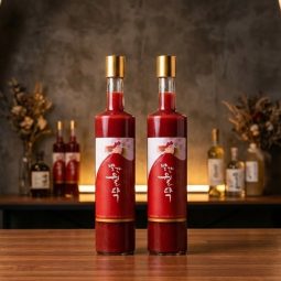 [프리미엄 전통주]한국술도가 빨간월탁 새콤상큼 생막걸리 세트 11° 500ml×2병 – 정읍찹쌀100% 컬러 막걸리 선물