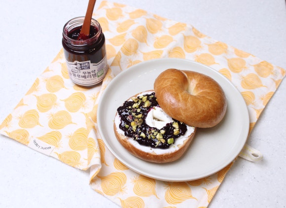 블루베리잼 토스트 무농약 블루베리잼